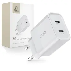 Tech-Protect Tech-Protect 20W PD 2x USB-C V&auml;ggladdare Vit
