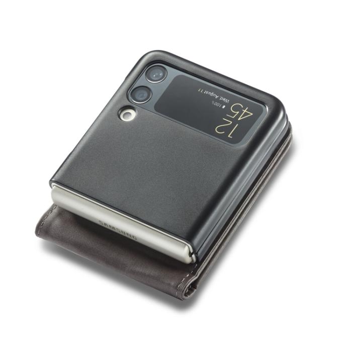 Bild 4, LC.IMEEKE LC.IMEEKE Galaxy Z Flip 4 Fodral Läder Grå