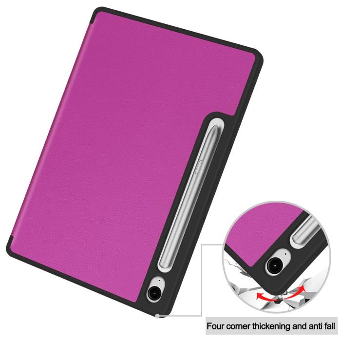 Bild 6,  Samsung Galaxy Tab S10 Lite Fodral Tri-Fold Pennhållare Lila