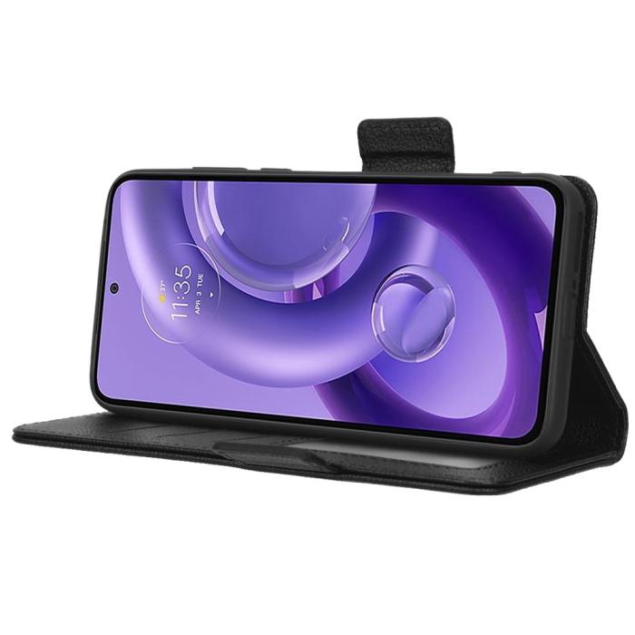 Bild 3,  Motorola Edge 30 Neo Fodral Litchi Textur Svart