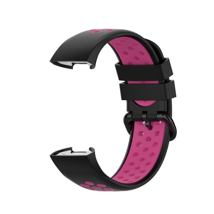 Bild 3,  Fitbit Charge 4/3 Silikon Träningsarmband Svart/Rosa