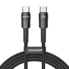 ESSAGER ESSAGER 3m 60W PD USB-C - USB-C Laddningskabel Svart