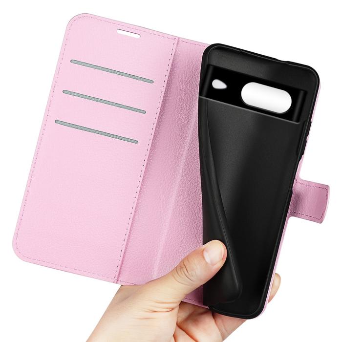 Bild 4,  Google Pixel 8 Fodral Litchi Textur Ljus Rosa
