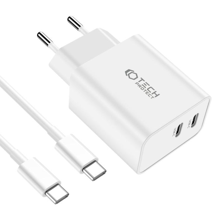 Bild 3, Tech-Protect Tech-Protect 25W Väggladdare PD Inkl. USB-C Kabel UltraBoost Vit