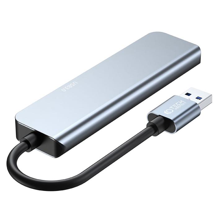 Bild 4, Tech-Protect Tech-Protect 5in1 USB-A Hub USB-C / USB-A Grå