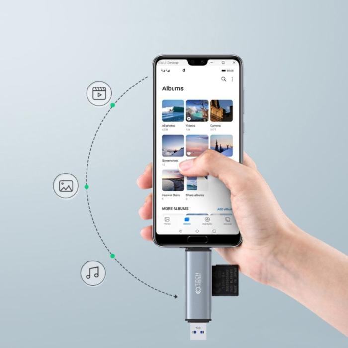 Bild 2, Tech-Protect Tech-Protect USB-C/USB-A - USB SD/Micro SD Kortläsare UltraBoost