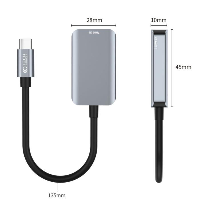 Bild 5, Tech-Protect Tech-Protect USB-C-HDMI 4K 60Hz Adapter UltraBoost Svart