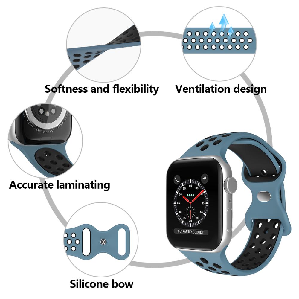 ColorPop Sportarmband Dual-Color Apple Watch 42/41/40/38 mm (M/L) Blå/Svart