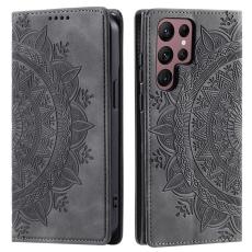  Samsung Galaxy S24 Ultra Fodral Flip Mandala L&auml;der Gr&aring;
