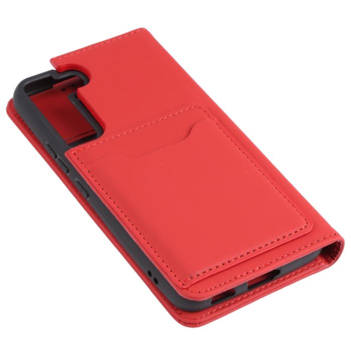 Bild 5,  Samsung Galaxy S22 Fodral Flip Läder Med Kortfack Röd