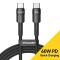 ESSAGER ESSAGER 2m 60W PD USB-C - USB-C Laddningskabel Svart