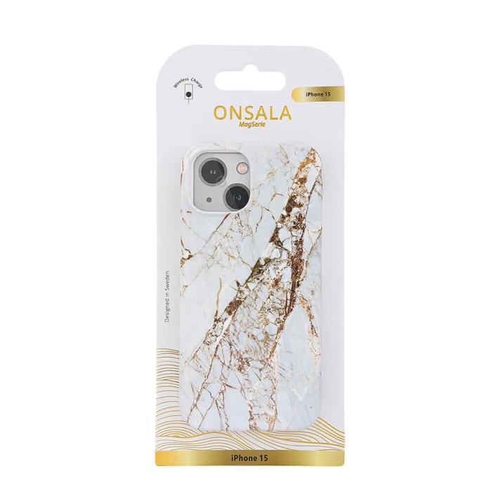 Bild 2, Onsala ONSALA iPhone 15 Mobilskal MagSafe Marmor White Rhino
