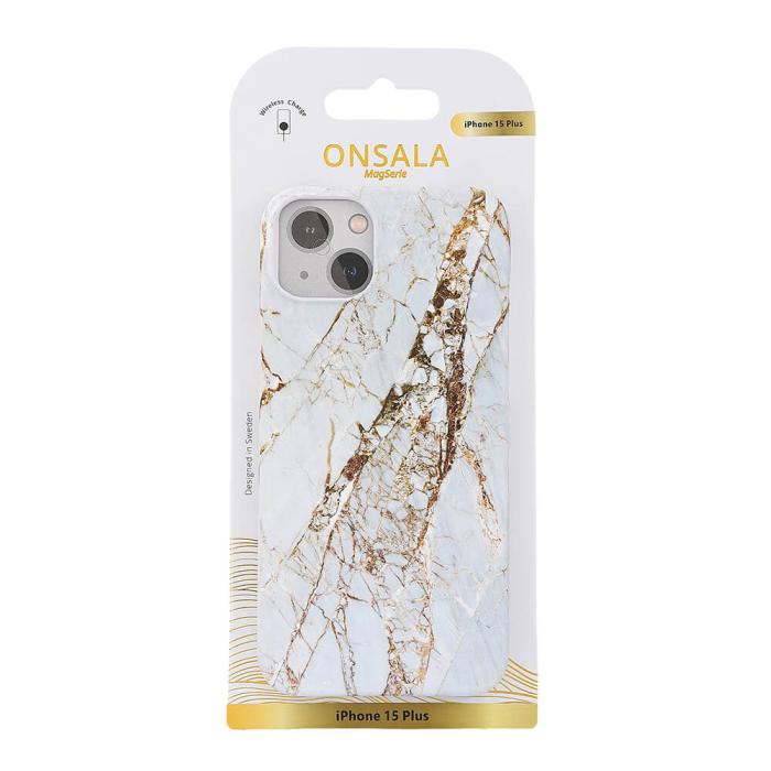 Bild 2, Onsala ONSALA iPhone 15 Plus Mobilskal MagSafe Marmor White Rhino