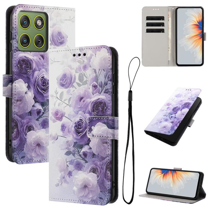 Bild 2,  Motorola Edge 70 Fodral Med Tryck Lila Rosor