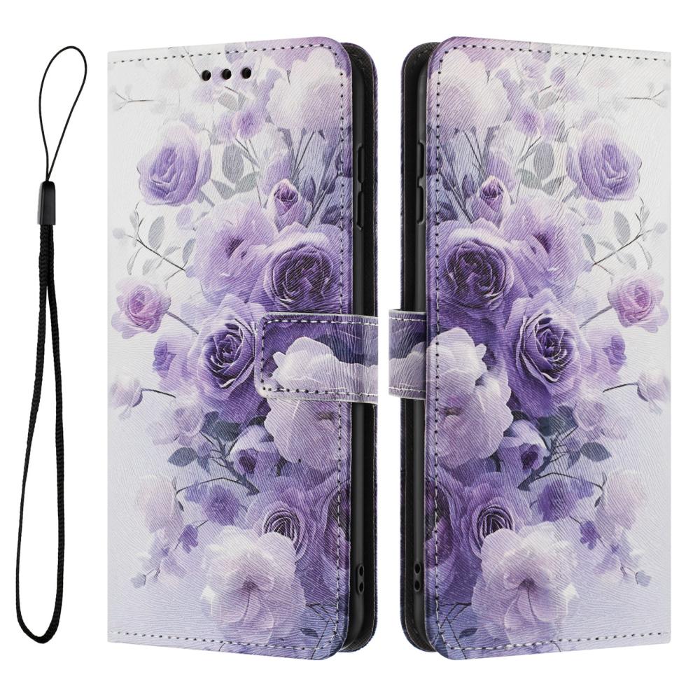  Motorola Edge 70 Fodral Med Tryck Lila Rosor