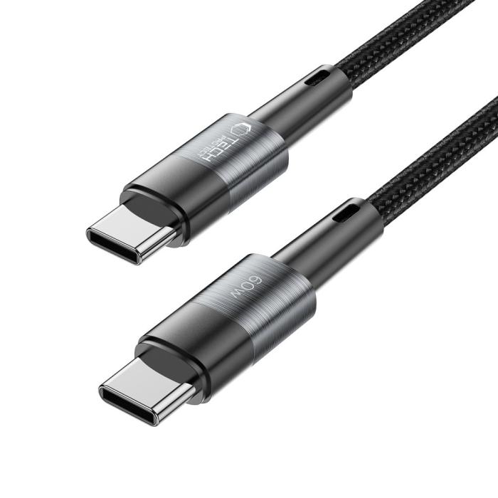 Bild 2, Tech-Protect Tech-Protect 0.25 m 60W/3A PD USB-C - USB-C Kabel UltraBoost Grå