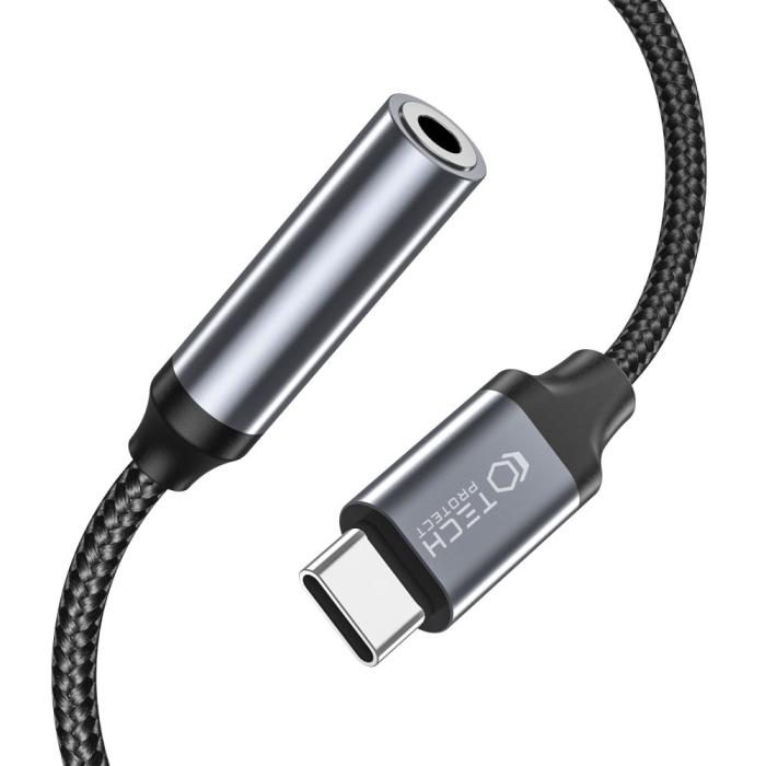 Bild 2, Tech-Protect Tech-Protect USB-C - 3.5 mm AUX Hona Adapter UltraBoost Svart