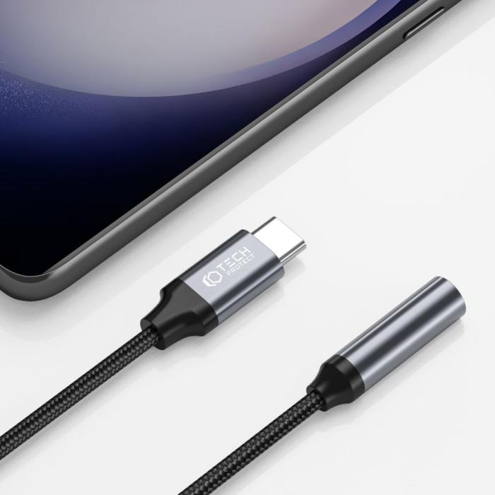 Bild 3, Tech-Protect Tech-Protect USB-C - 3.5 mm AUX Hona Adapter UltraBoost Svart