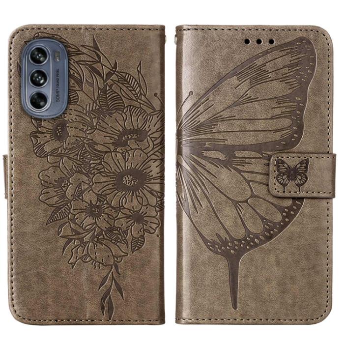 Bild 2,  Motorola Moto G62 5G Fodral Med Fjäril Tryck Grå