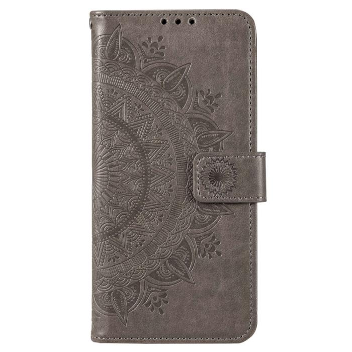 Bild 4,  Motorola Moto E22i Fodral Mandala Läder Grå