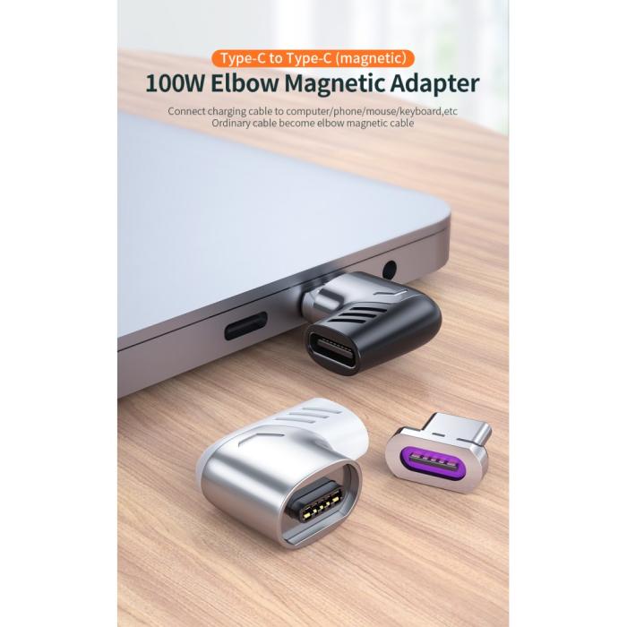 Bild 2, ESSAGER ESSAGER 100W 5A USB-C/USB-C Magnetisk Adapter Svart