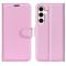  Samsung Galaxy S24 Plus Fodral Litchi Textur Ljus Rosa
