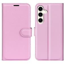  Samsung Galaxy S24 Plus Fodral Litchi Textur Ljus Rosa