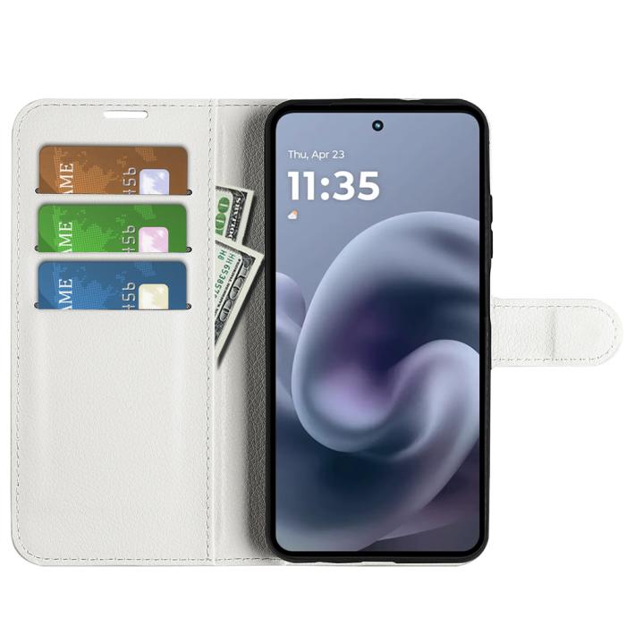 Bild 5,  Motorola Moto G86 5G Fodral Litchi Läder Vit