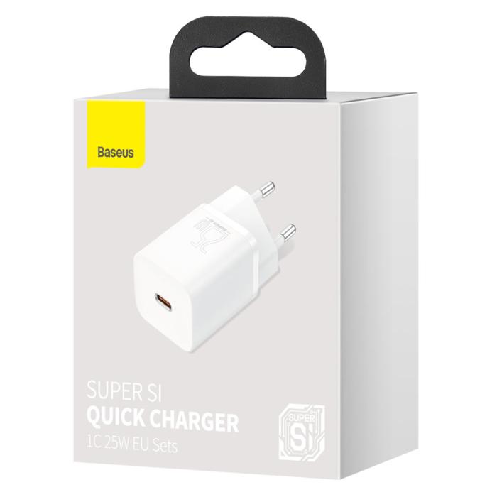 Bild 6, BASEUS Baseus Super Si 25W PD QC Väggladdare USB-C Vit