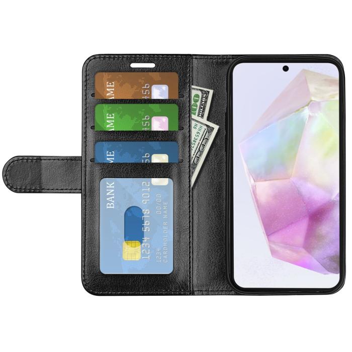 Bild 2,  Samsung Galaxy A36 5G/A56 5G Fodral Crazy Horse Läder Svart