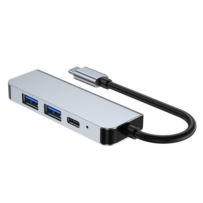 Bild 6, Tech-Protect Tech-Protect 4in1 USB-C Hub USB-A / HDMI / USB-C Grå