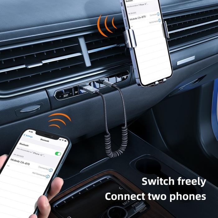 Bild 6, MCDODO Mcdodo 1.2m Bluetooth AUX Ljudadapter För Bilen Svart