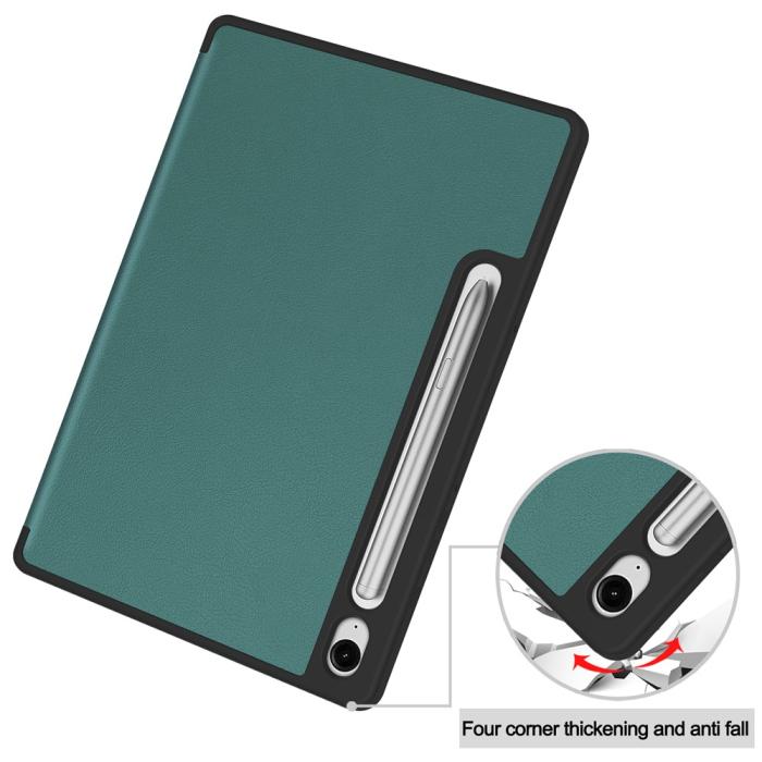 Bild 6,  Samsung Galaxy Tab S10 Lite Fodral Tri-Fold Pennhållare Grön