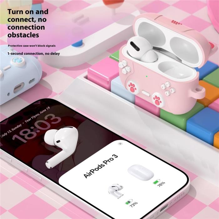 Bild 5,  AirPods Pro 3 Skal Silikon Med Nyckelring Katt Ljus Rosa