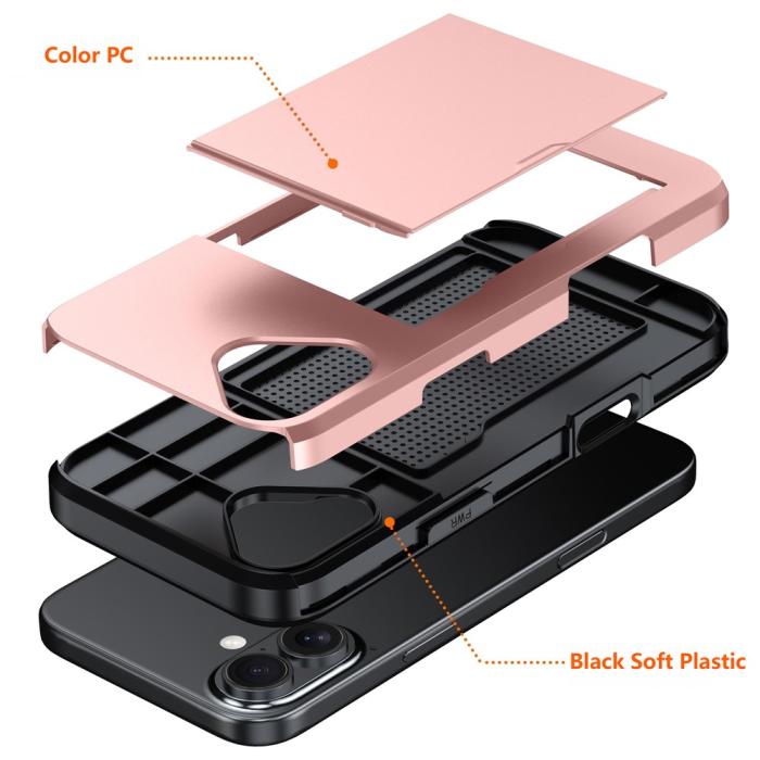 Bild 5,  iPhone 17 Skal Hybrid Med Kortfack Röd