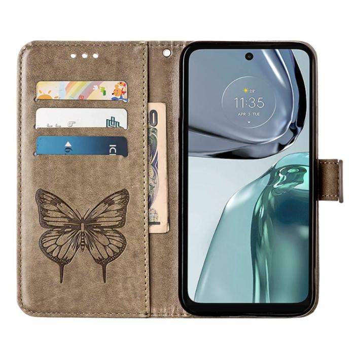 Bild 4,  Motorola Moto G62 5G Fodral Med Fjäril Tryck Grå