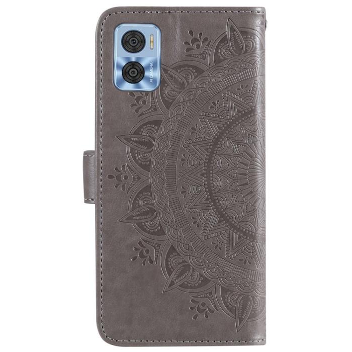 Bild 5,  Motorola Moto E22i Fodral Mandala Läder Grå