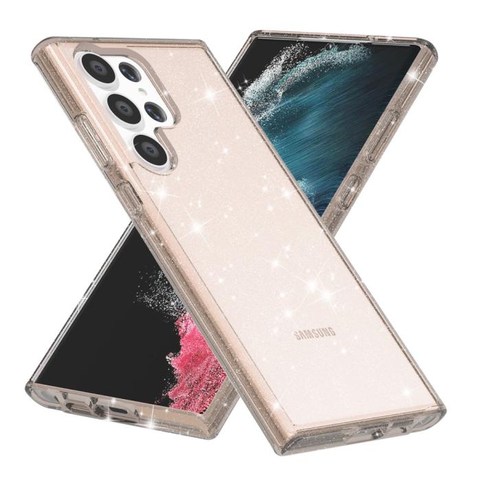 Bild 2,  Samsung Galaxy S23 Ultra Skal Glitter Shockproof Hybrid Guld