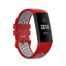  Fitbit Charge 4/3 Silikon Tr&auml;ningsarmband R&ouml;d/Gr&aring;