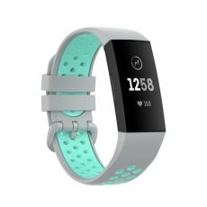  Fitbit Charge 4/3 Silikon Tr&auml;ningsarmband Gr&aring;/Cyan