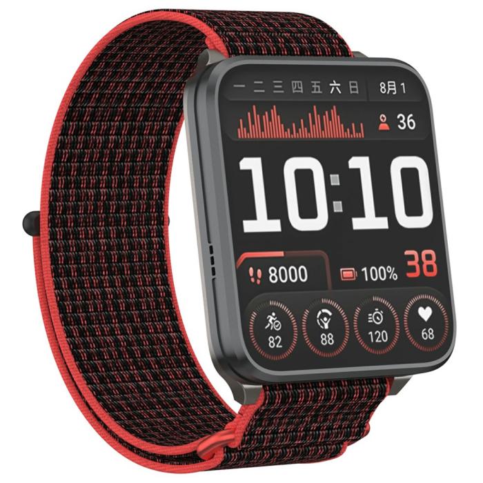 Bild 3,  Garmin Venu X1 Armband Nylon Loop Röd / Svart