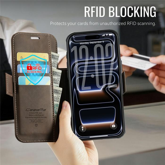 Bild 3, CASEME CASEME iPhone 17 Pro Max Skal RFID Plånbok Brun
