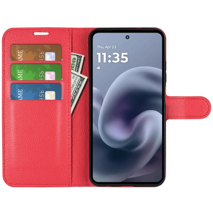 Bild 5,  Motorola Moto G86 5G Fodral Litchi Läder Röd