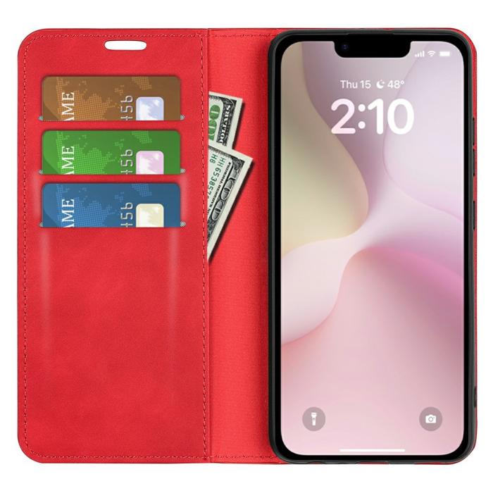 Bild 2,  iPhone 17e / 16e Fodral Flip Skin Touch Röd