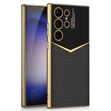 GKK GKK Galaxy S24 Ultra Skal L&auml;der Hybrid Electroplate Kolfiber Textur