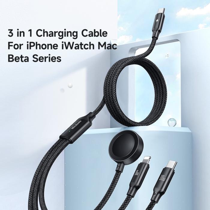 Bild 2, MCDODO Mcdodo 1.2m 3in1 USB-C Till USB-C 100W/Lightning/Apple Watch