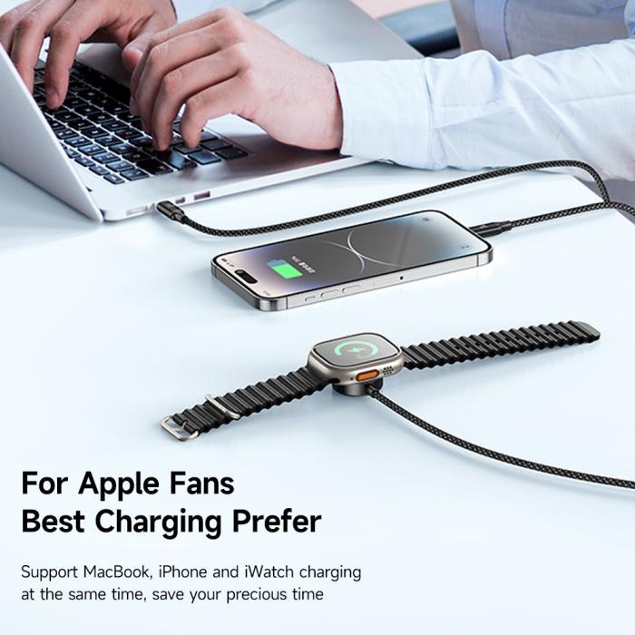 Bild 3, MCDODO Mcdodo 1.2m 3in1 USB-C Till USB-C 100W/Lightning/Apple Watch