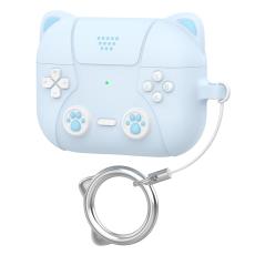  AirPods Pro 3 Skal Silikon Med Nyckelring Katt Bl&aring;