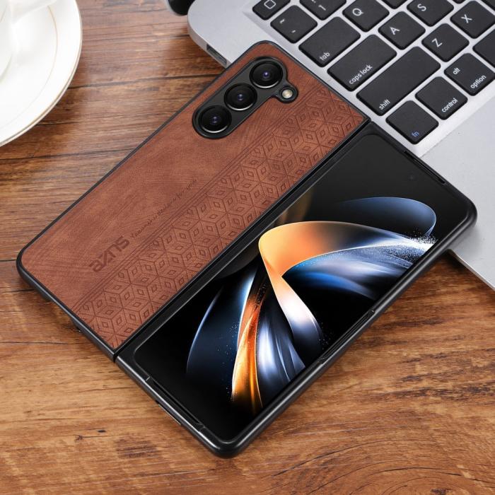 Bild 4, AZNS AZNS Galaxy Z Fold 5 Fodral Med Tryck Brun