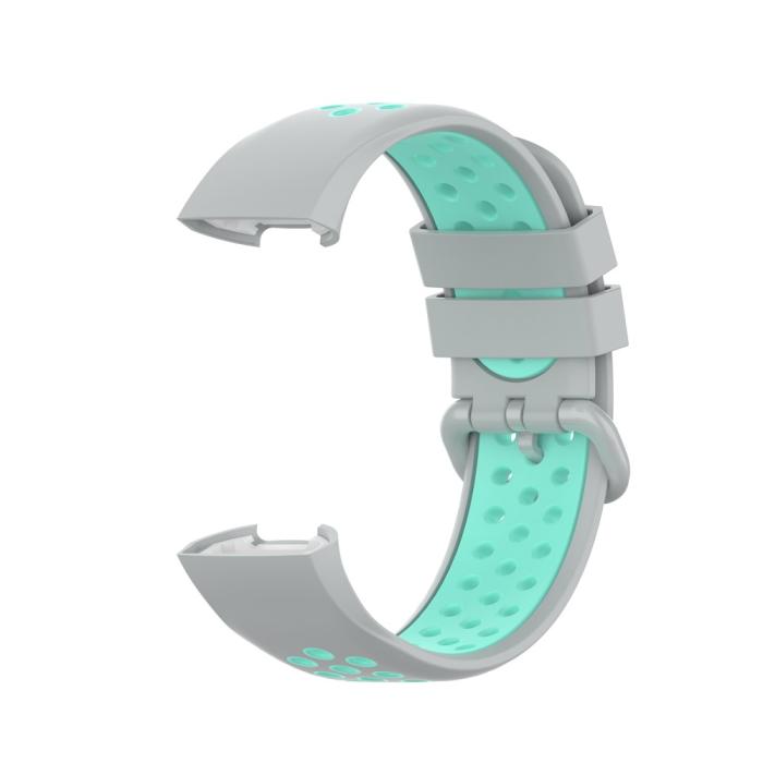 Bild 3,  Fitbit Charge 4/3 Silikon Träningsarmband Grå/Cyan